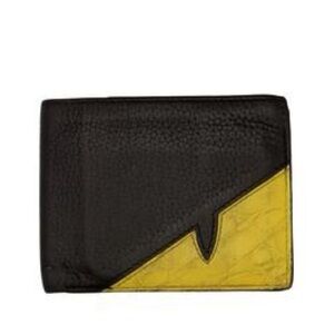 Fendi Black and Yellow Corner Bugs Leather Men’s Wallet